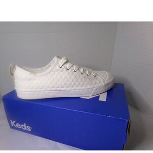 NIB KEDS WOMEN'S 8.0 WHITE DAISY EYELET CRUISE SLIP ON SHOES